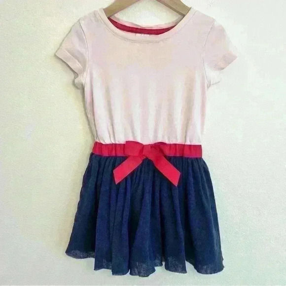 Hanna Andersson Other - Hanna Andersson Girls Pink Red Navy Blue With Bow Dress Size 90 (US 3)